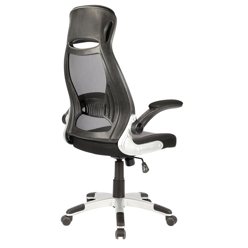 Modern Fabric and Metal Office Chair Grey and Black