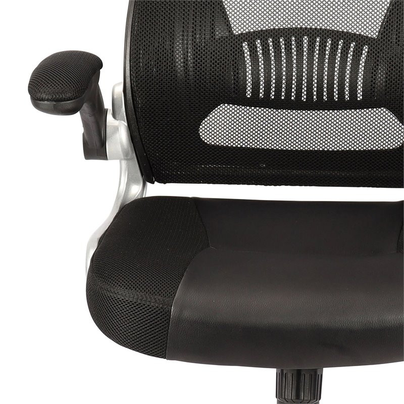 Modern Fabric and Metal Office Chair Grey and Black