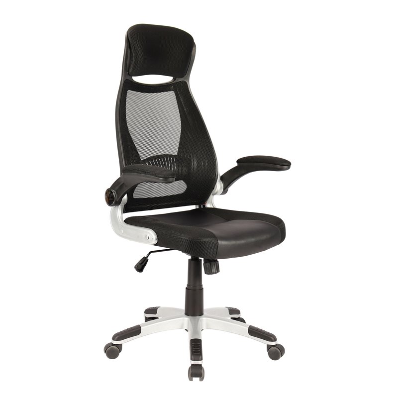 Modern Fabric and Metal Office Chair Grey and Black