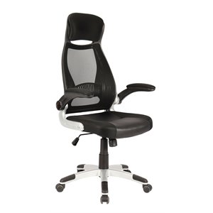 Modern Fabric and Metal Office Chair Grey and Black