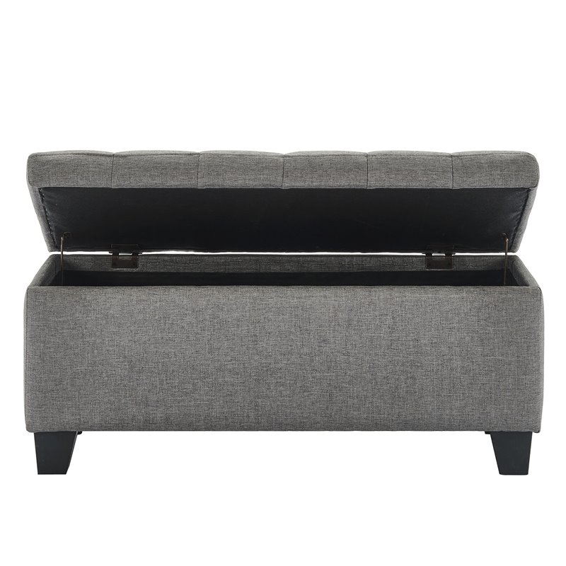 Modern Fabric Rectangular Storage Ottoman Bench Grey