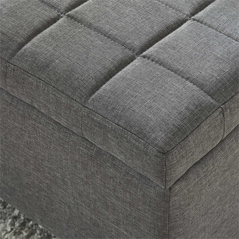 Modern Fabric Rectangular Storage Ottoman Bench Grey