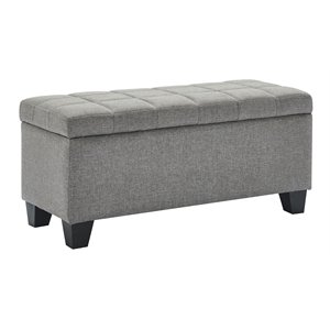 Modern Fabric Rectangular Storage Ottoman Bench Grey