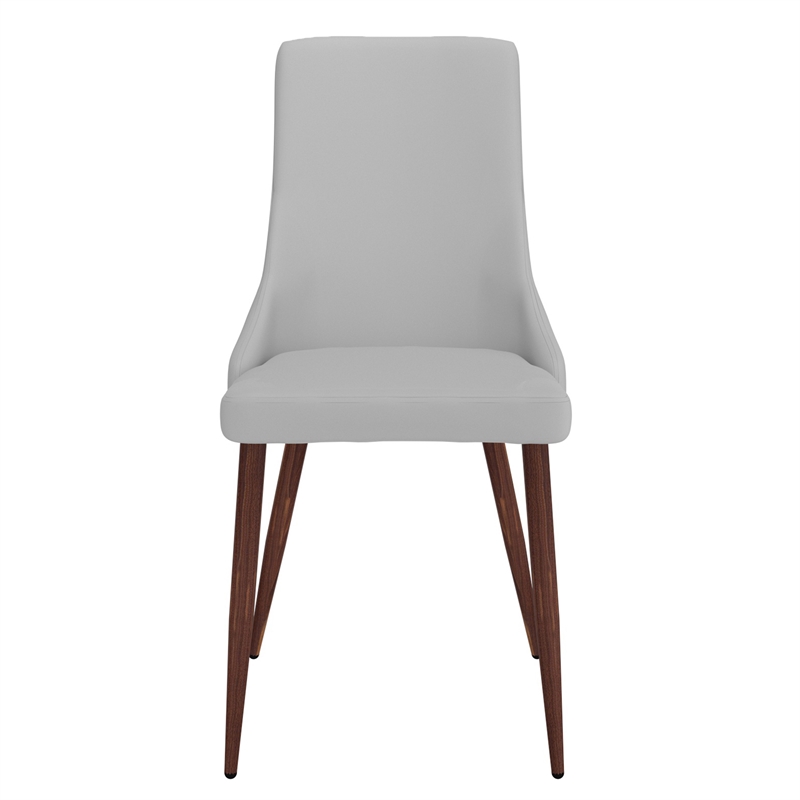 MidCentury Faux Leather and Metal Dining Chair Set of 2 Grey and Walnut