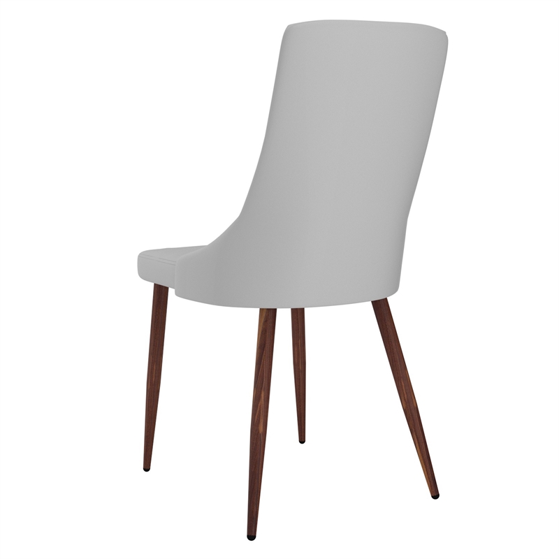 MidCentury Faux Leather and Metal Dining Chair Set of 2 Grey and Walnut
