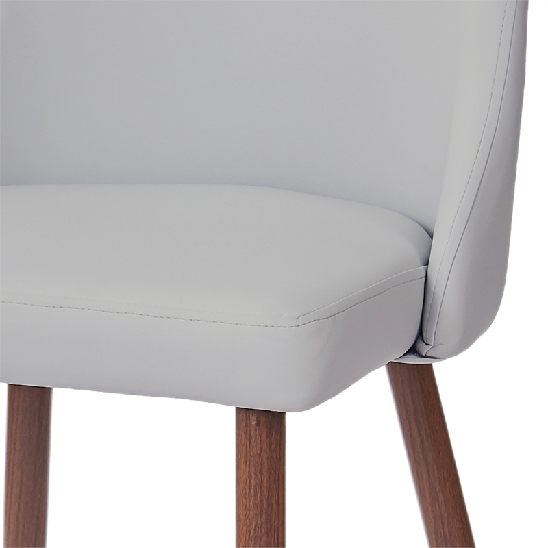 MidCentury Faux Leather and Metal Dining Chair Set of 2 Grey and Walnut