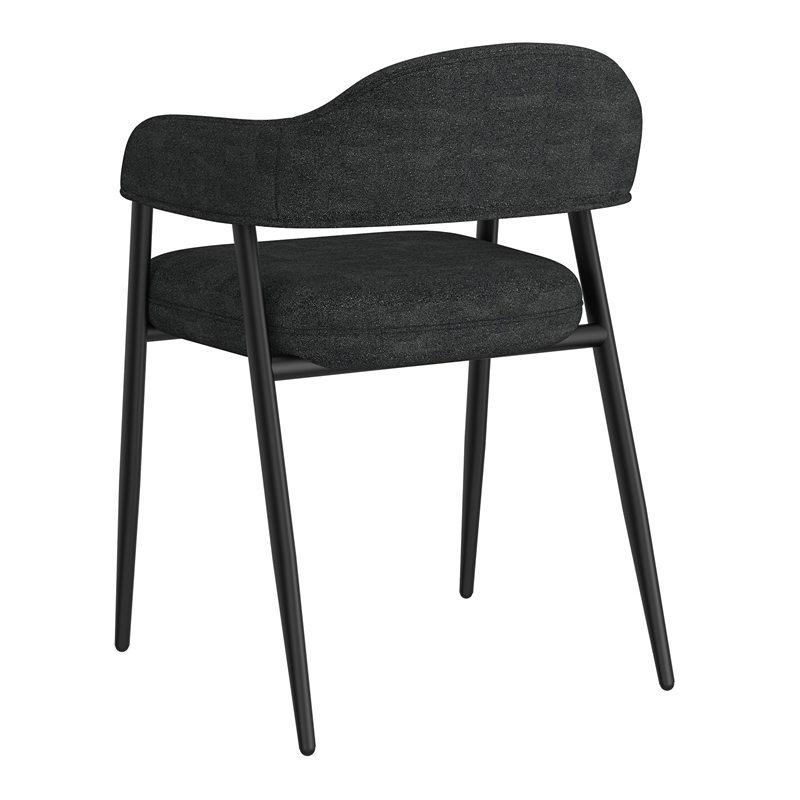 Contemporary Fabric and Metal Dining Chair Set of 2 Charcoal and Black