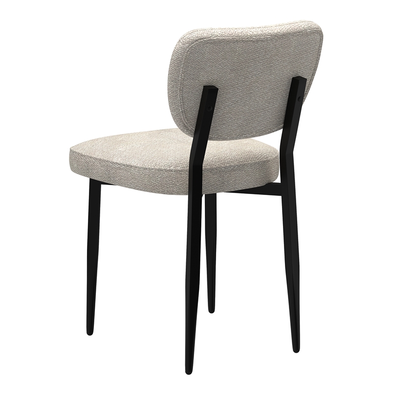 Modern Fabric and Metal Dining Chair Set of 2 Beigeand Black