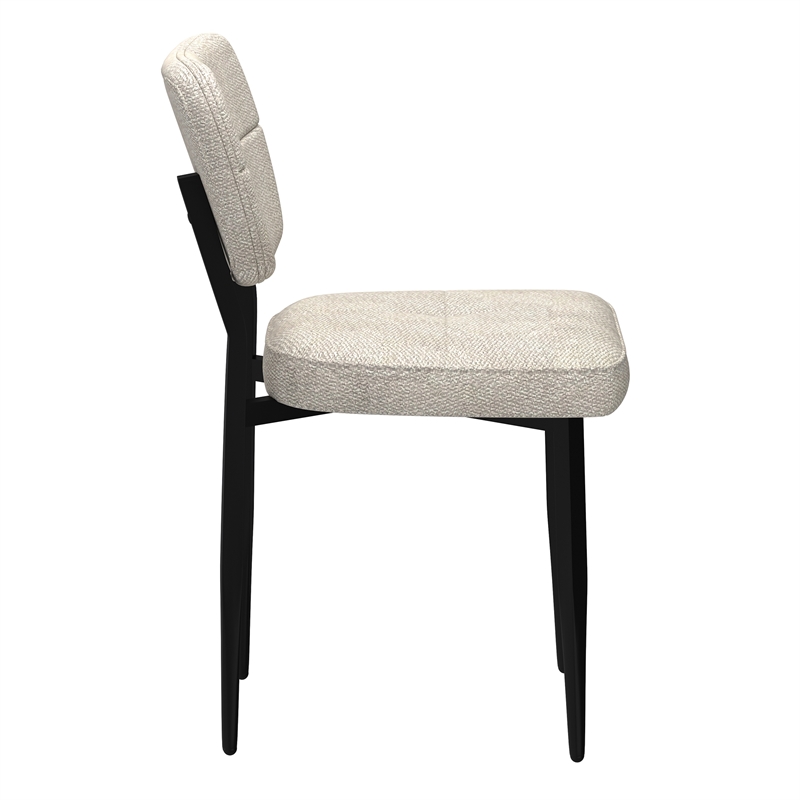 Modern Fabric and Metal Dining Chair Set of 2 Beigeand Black