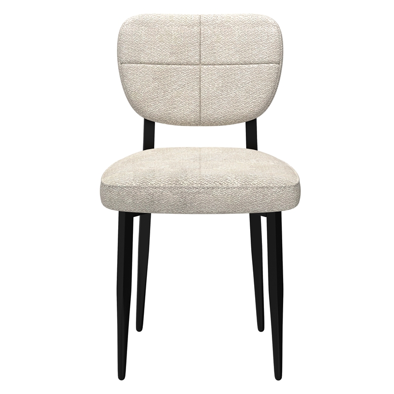 Modern Fabric and Metal Dining Chair Set of 2 Beigeand Black