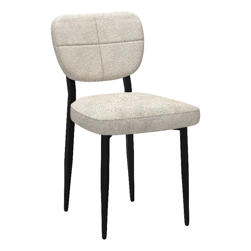 Modern Fabric and Metal Dining Chair Set of 2 Beigeand Black