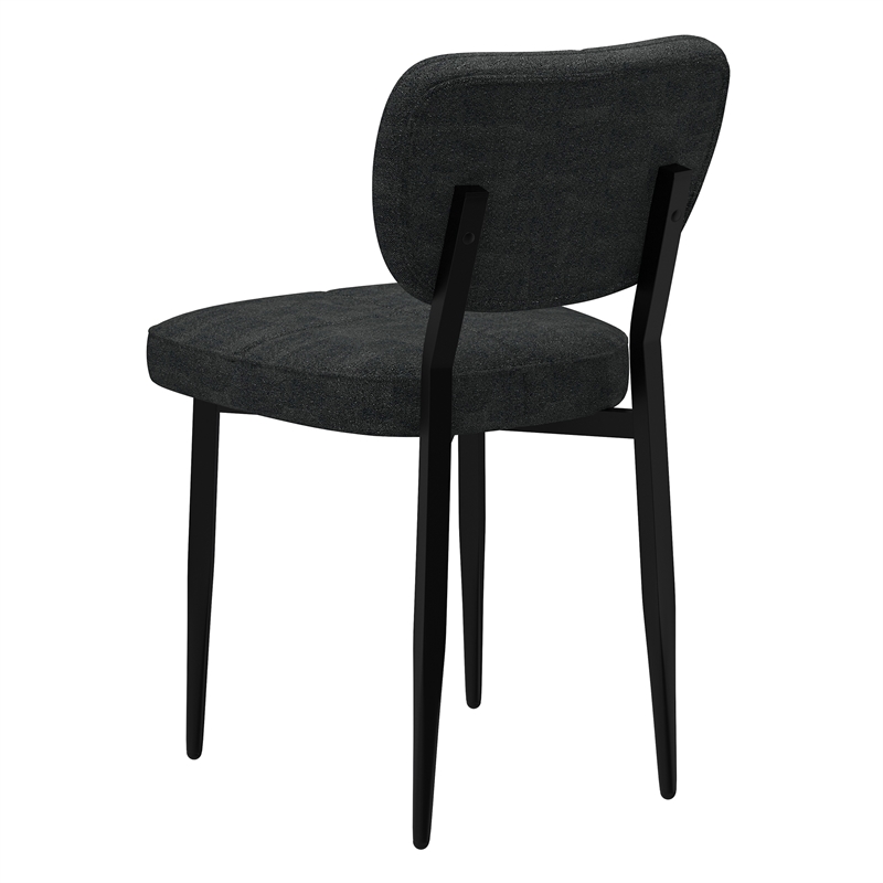 Modern Fabric and Metal Dining Chair Set of 2 Charcoal and Black