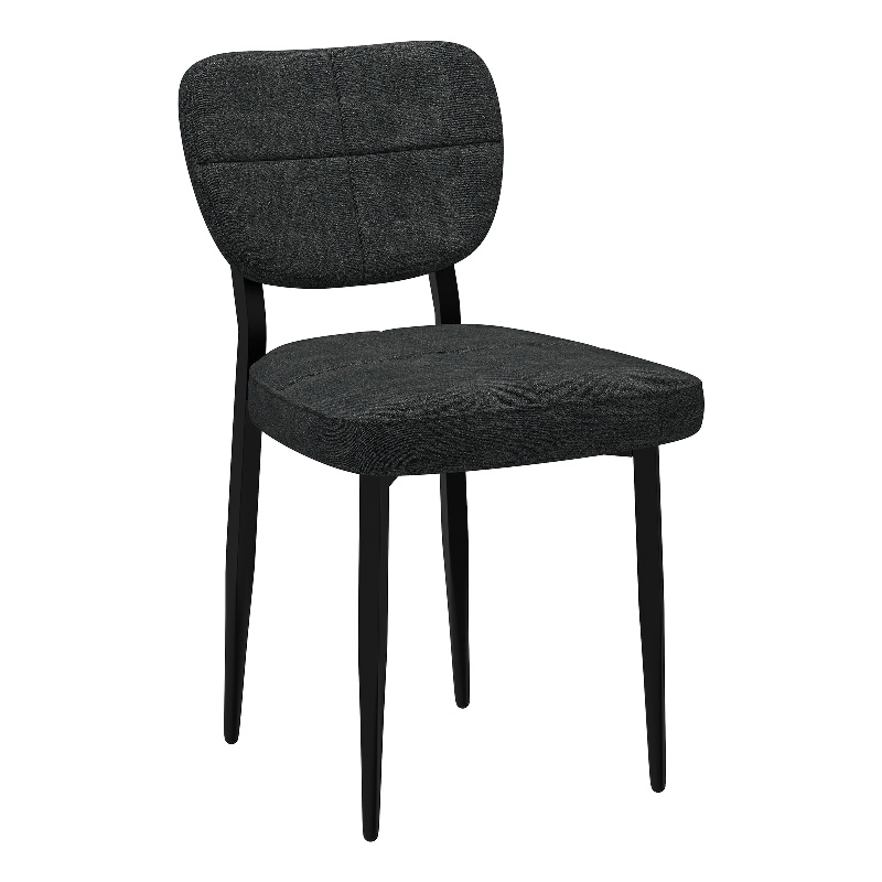 Modern Fabric and Metal Dining Chair Set of 2 Charcoal and Black