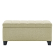 Modern Fabric Upholstered Rectangular Storage Ottoman Bench Beige