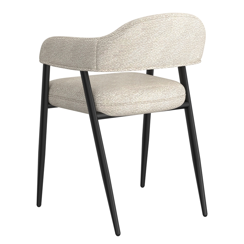 Contemporary Fabric and Metal Dining Chair Set of 2 Beigeand Black
