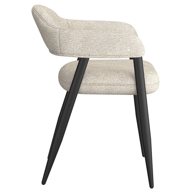 Contemporary Fabric and Metal Dining Chair Set of 2 Beigeand Black