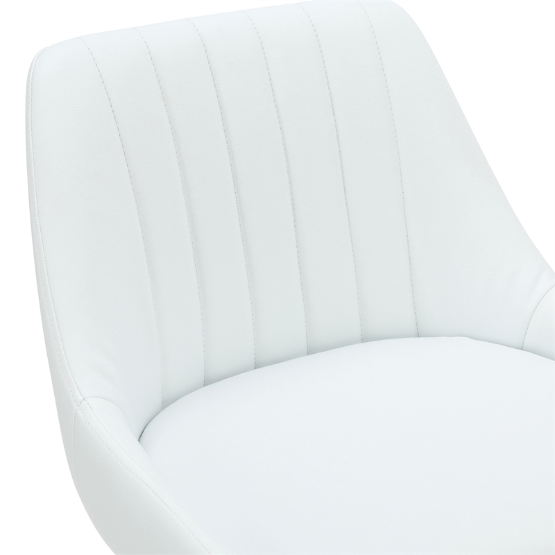 Modern Faux Leather Adjustable Stool with Swivel Set of 2 White and Black