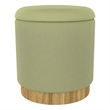 WHI Modern Fabric Round Storage Ottoman Green Natural