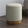 WHI Modern Fabric Round Storage Ottoman White Natural