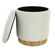 WHI Modern Fabric Round Storage Ottoman White Natural