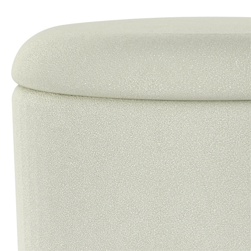 WHI Modern Fabric Round Storage Ottoman White Natural