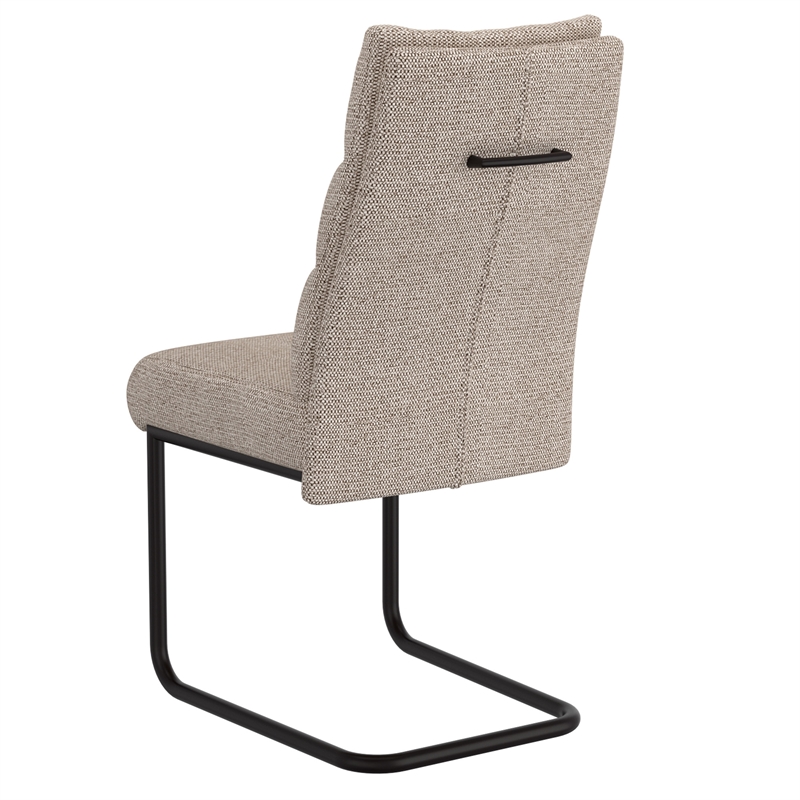 WHI Modern Fabric Metal Dining Chair Set of 2 Beige Black