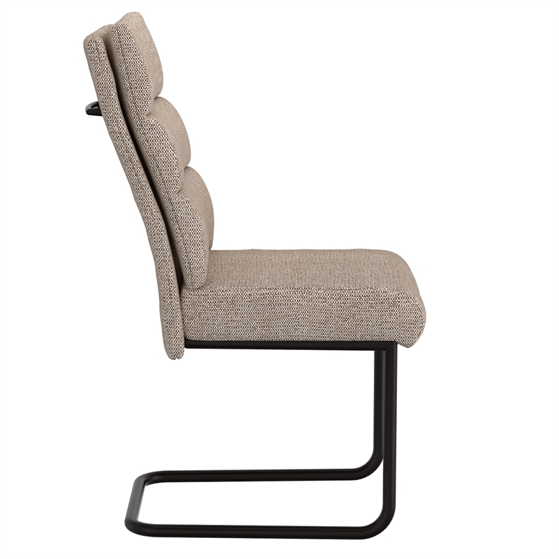 WHI Modern Fabric Metal Dining Chair Set of 2 Beige Black