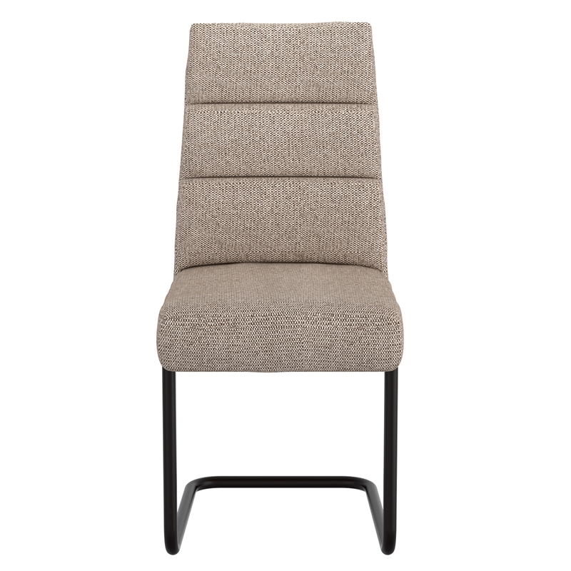 WHI Modern Fabric Metal Dining Chair Set of 2 Beige Black