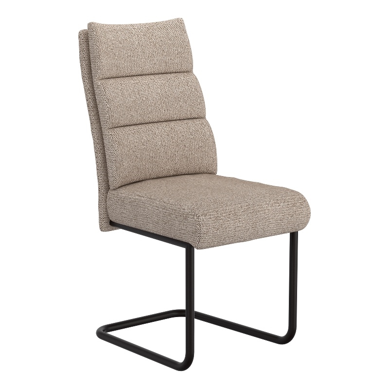 WHI Modern Fabric Metal Dining Chair Set of 2 Beige Black