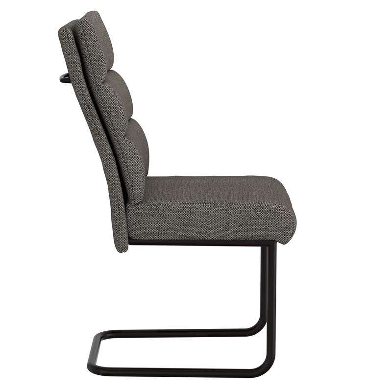 WHI Modern Fabric Metal Dining Chair Set of 2 Charcoal Black