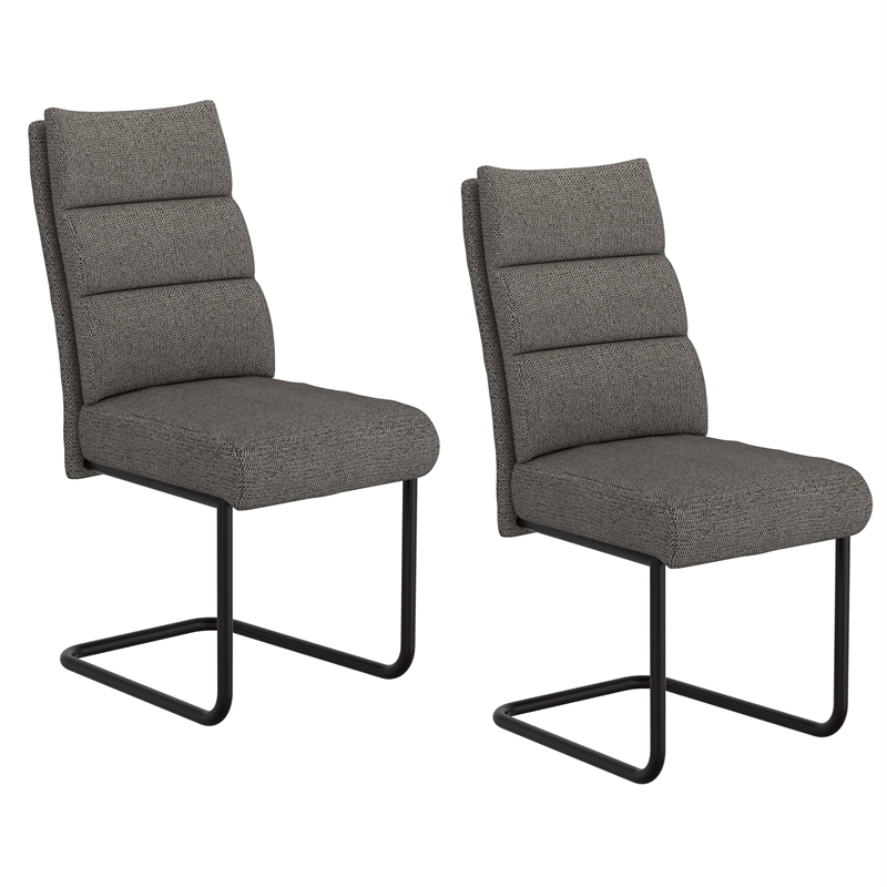 WHI Modern Fabric Metal Dining Chair Set of 2 Charcoal Black