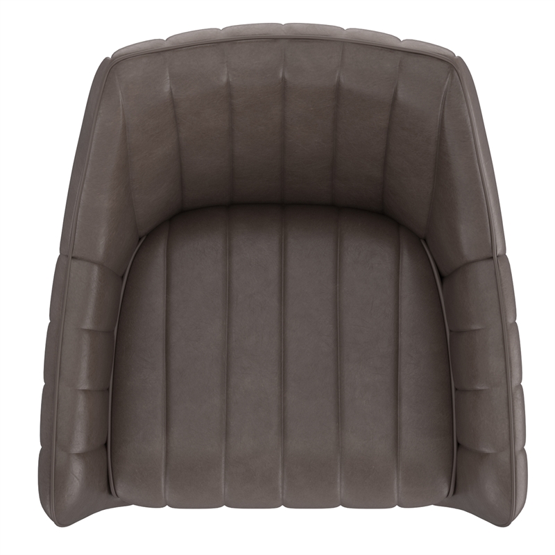 WHI Modern Faux Leather Metal Swivel Dining Accent Chair Set of 2 Charcoal Black