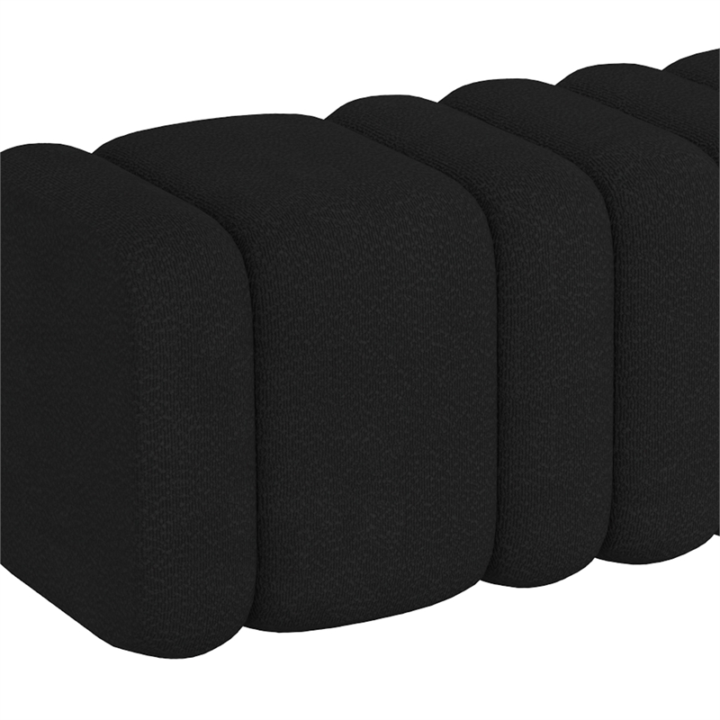 WHI Contemporary Boucle Fabric Large Ottoman Bench Black