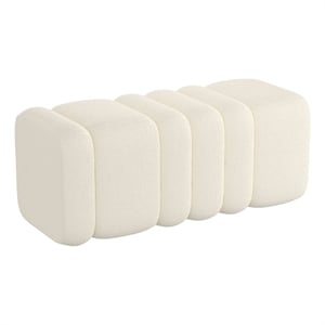 WHI Contemporary Boucle Fabric Large Ottoman Bench Ivory