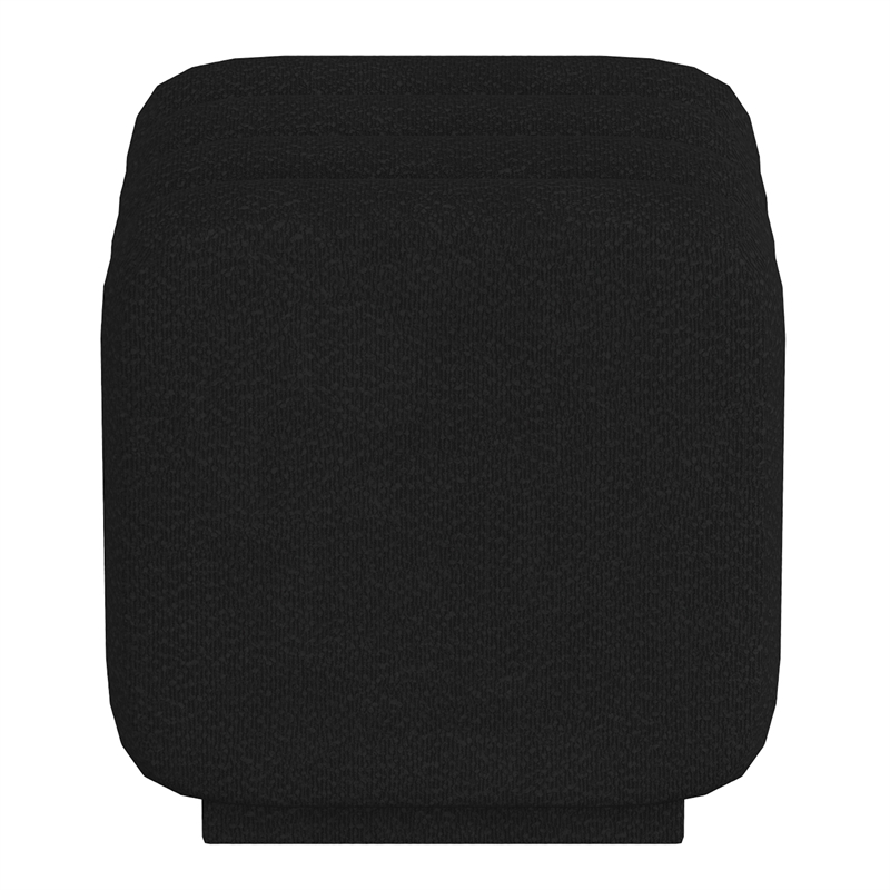 WHI Contemporary Boucle Fabric Small Square Ottoman Black