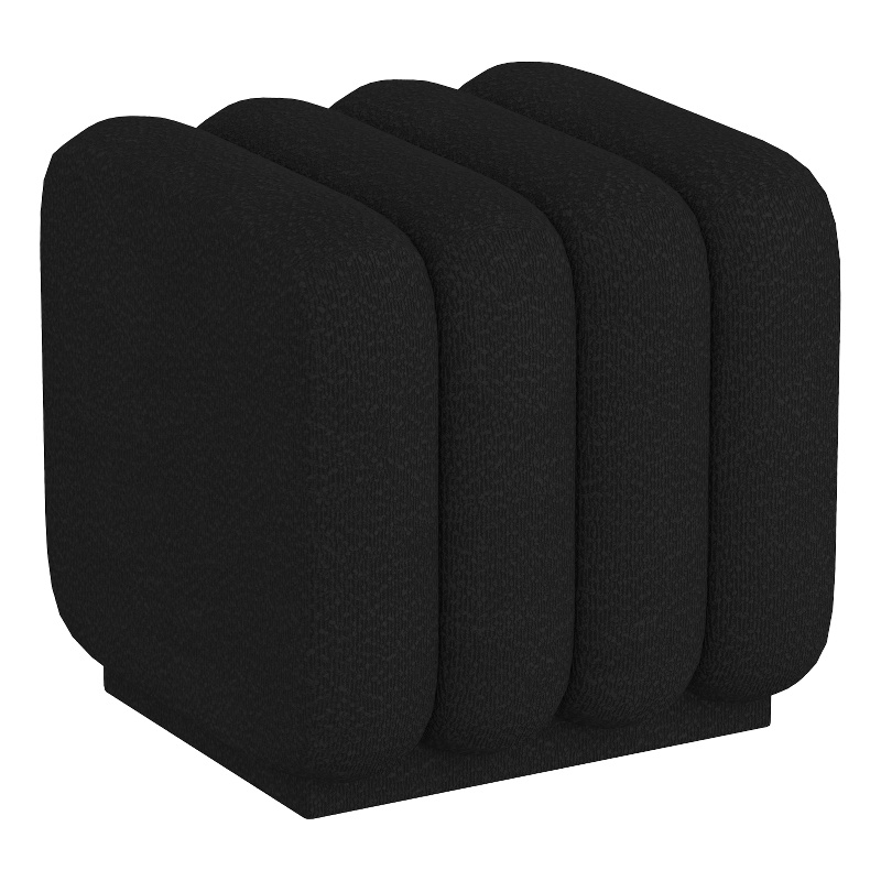 WHI Contemporary Boucle Fabric Small Square Ottoman Black