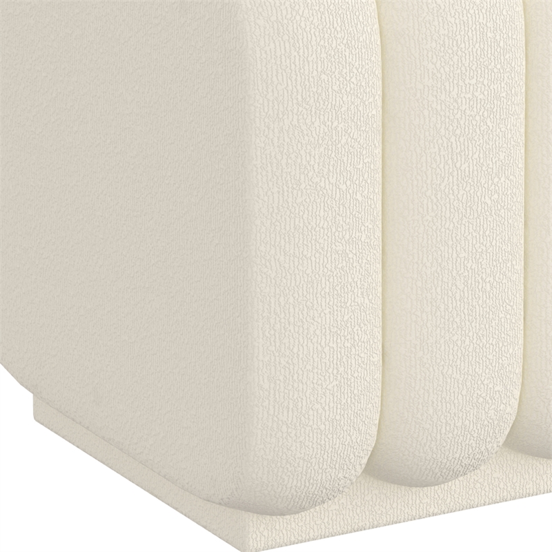 WHI Contemporary Boucle Fabric Small Square Ottoman Ivory