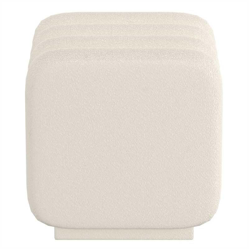 WHI Contemporary Boucle Fabric Small Square Ottoman Ivory
