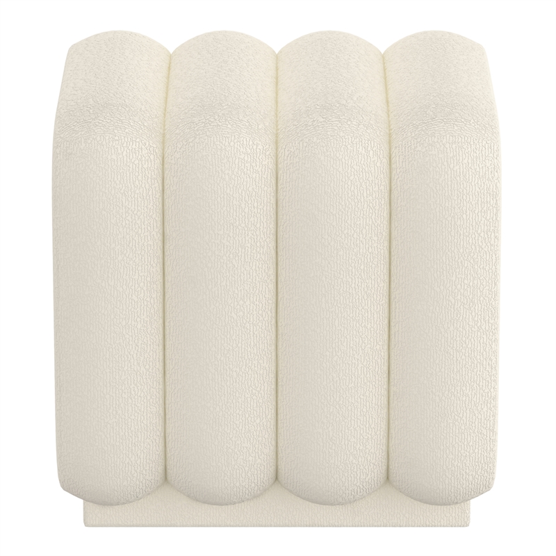 WHI Contemporary Boucle Fabric Small Square Ottoman Ivory