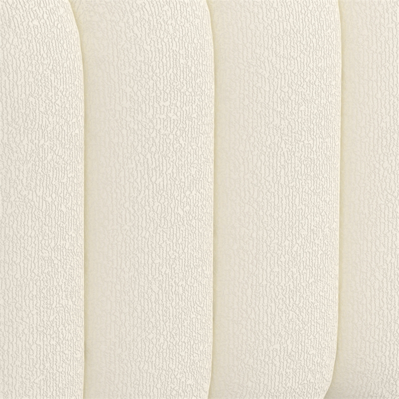 WHI Contemporary Boucle Fabric Small Square Ottoman Ivory