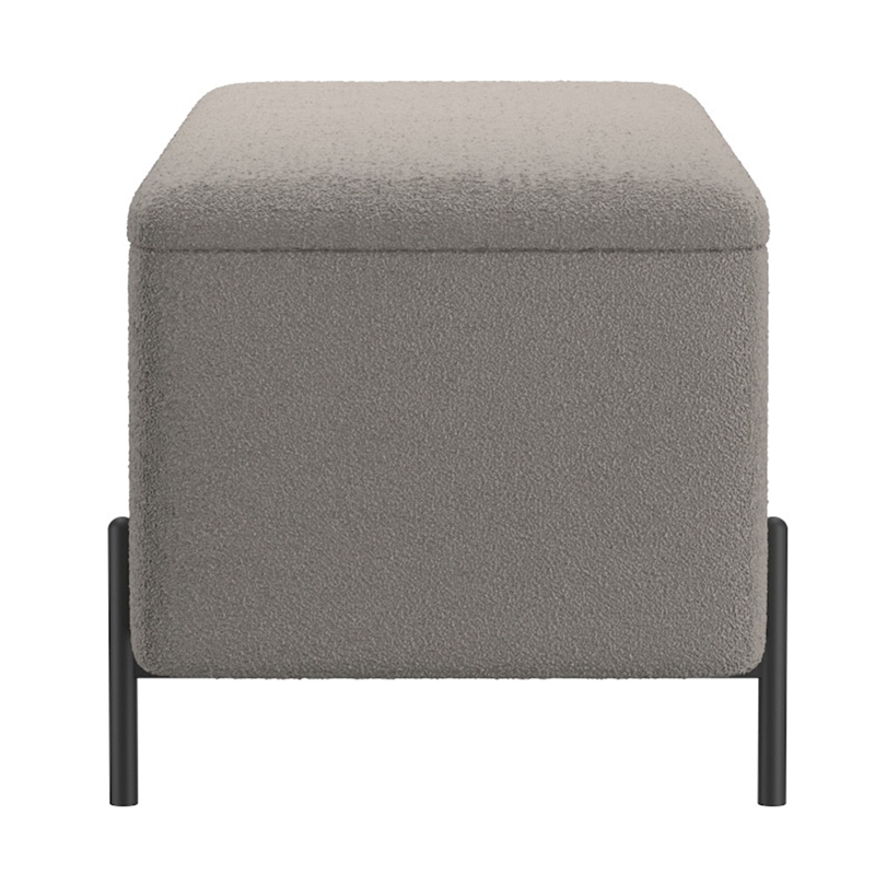 WHI Modern Fabric Metal Storage Ottoman Bench Grey Black