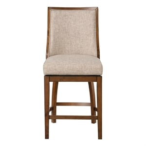 Home 2 Office 24&quot Katherine Wood Frame Swivel Barstool in Walnut/Beige