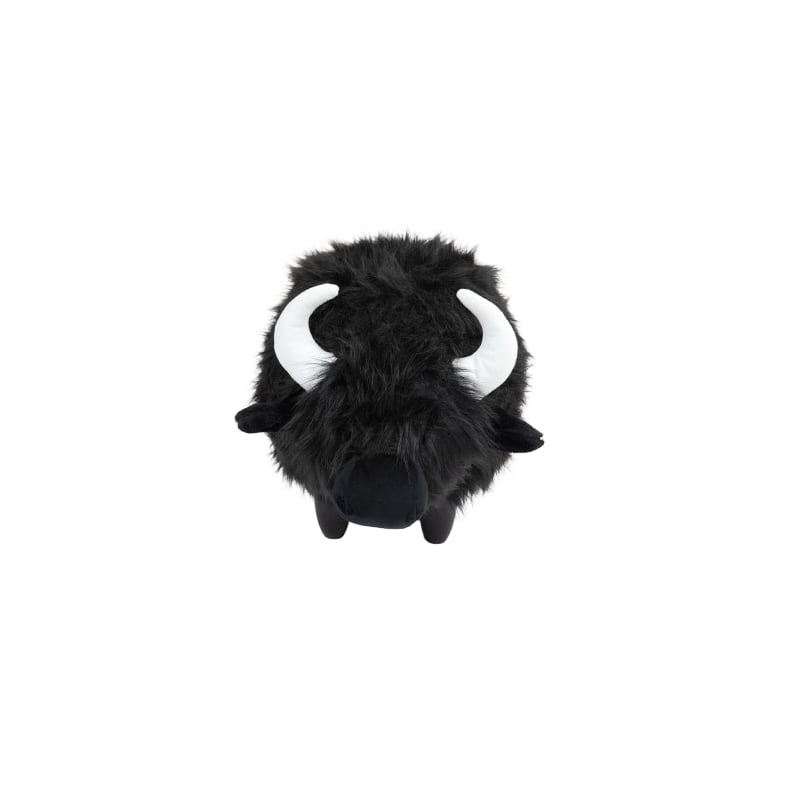 Harry the Cow Storage Ottoman with Long Black Fur Wood Frame