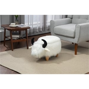 Home 2 Office Harry the Cow Storage Ottoman - White fur