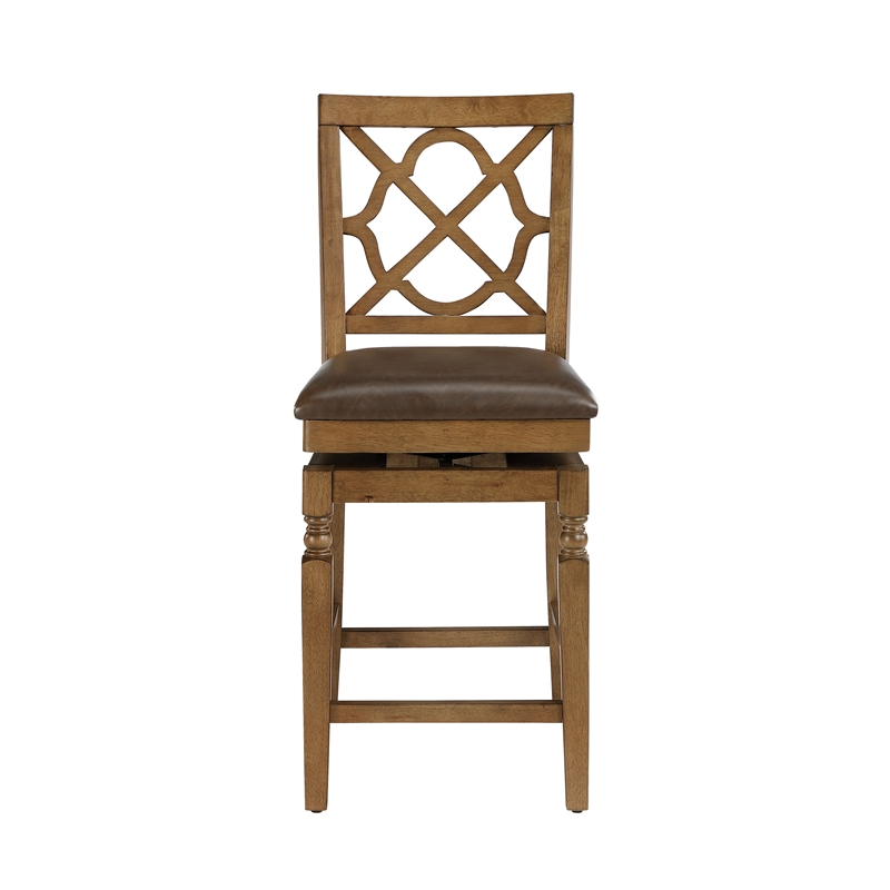 Home 2 Office 24in Walker Swivel Barstool in Medium Oak Finish