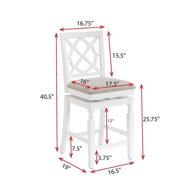 Home 2 Office 24in Walker Swivel Barstool in White