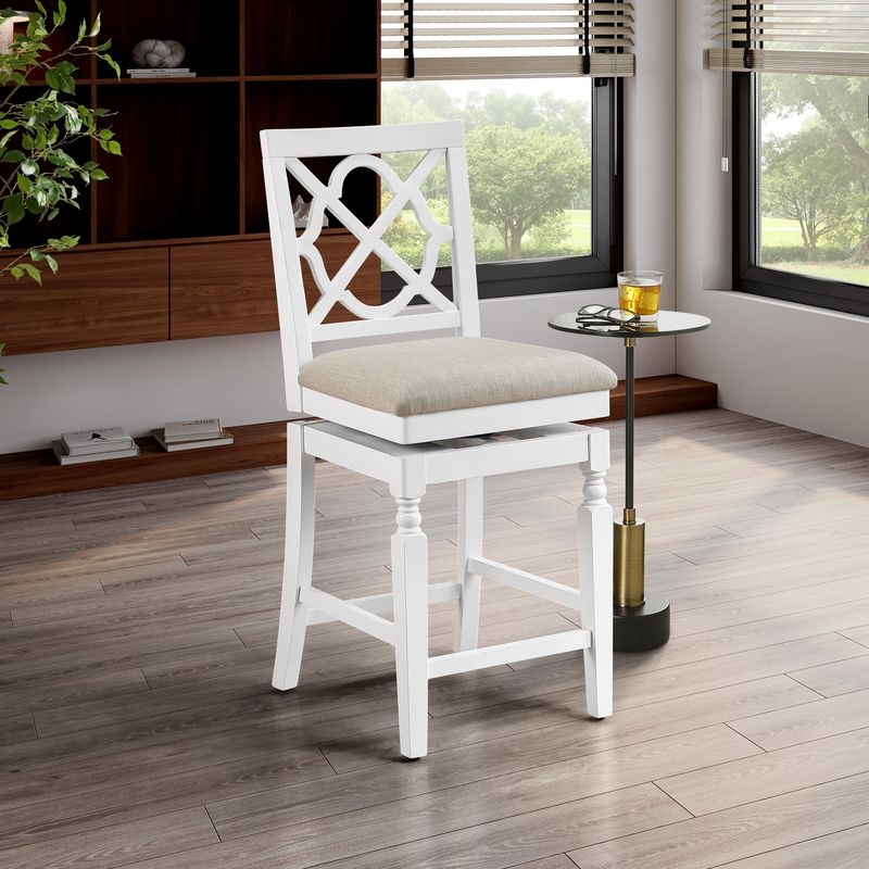 Home 2 Office 24in Walker Swivel Barstool in White