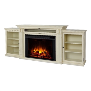 Real Flame Tracey 84&quot Wood Grand Electric Fireplace TV Stand in Distressed White