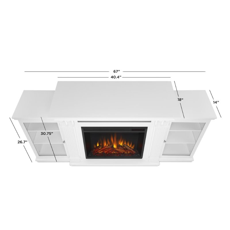 Real Flame Calie TV Stand with Electric Fireplace in White