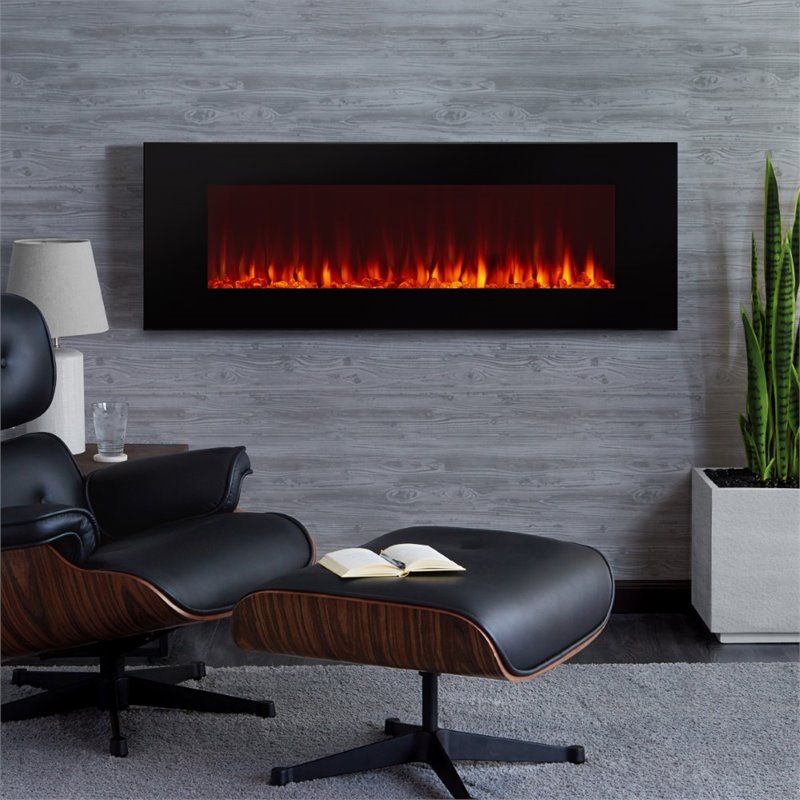 Real Flame DiNatale Wall Mounted Electric Fireplace in Black